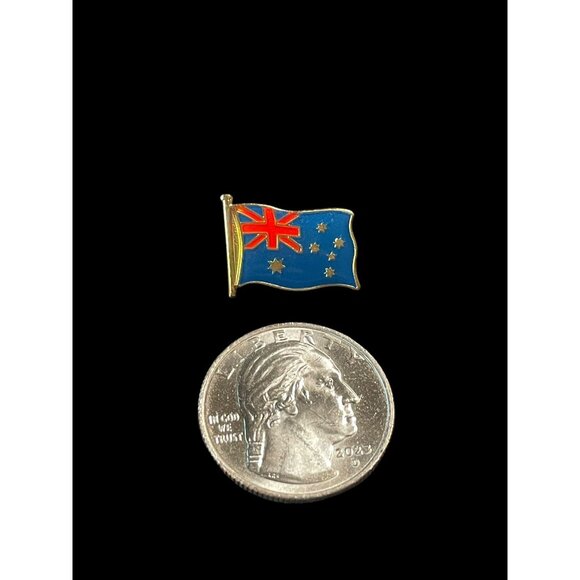 Gold Tone Australian Flag Enamel Brooch Pin - Picture 4 of 4